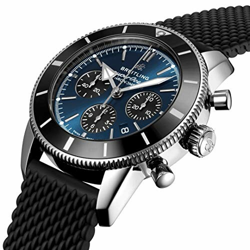 Breitling Chronomat watch with blue dial and black strap