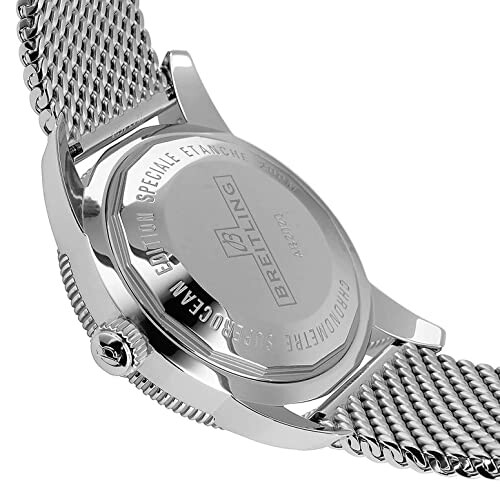 Back view of Breitling watch with mesh strap.